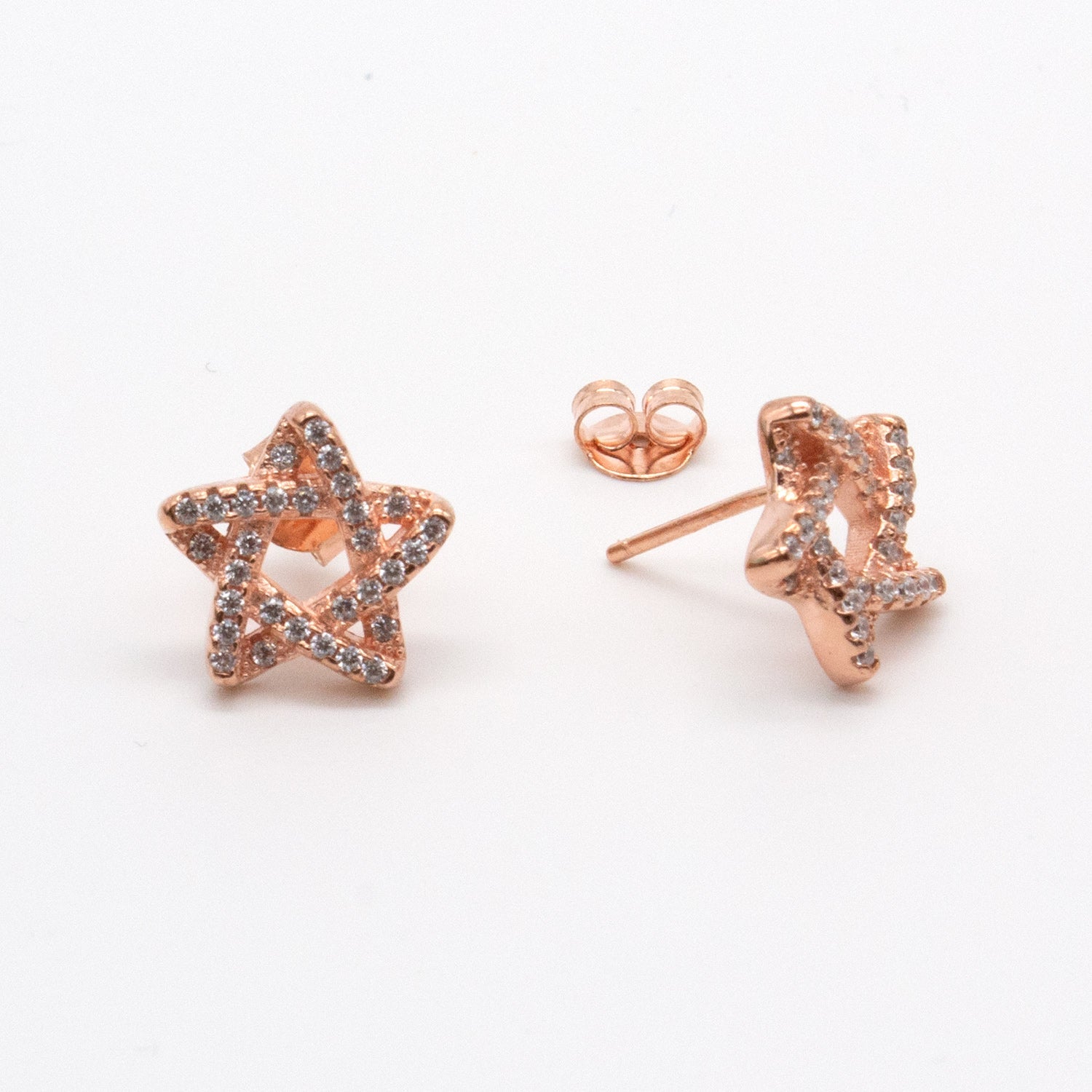 Jewdii Rose Gold 925 Sterling Silver Star Earrings