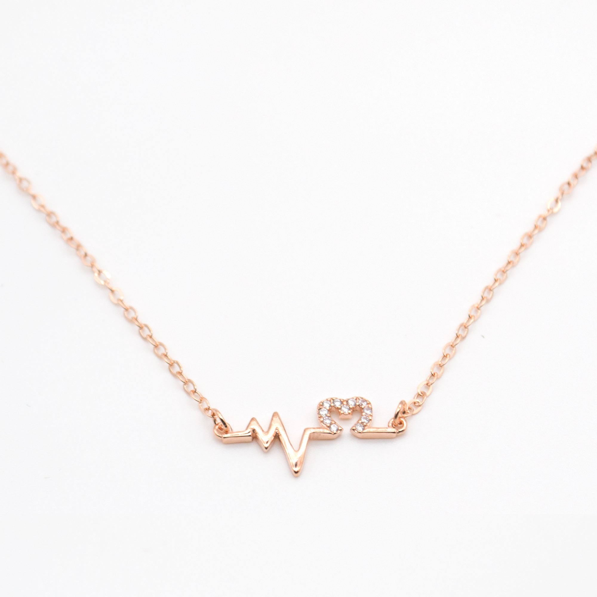 Jewdii Rose Gold 925 Silver Pendant Necklace with Cubic Zirconia