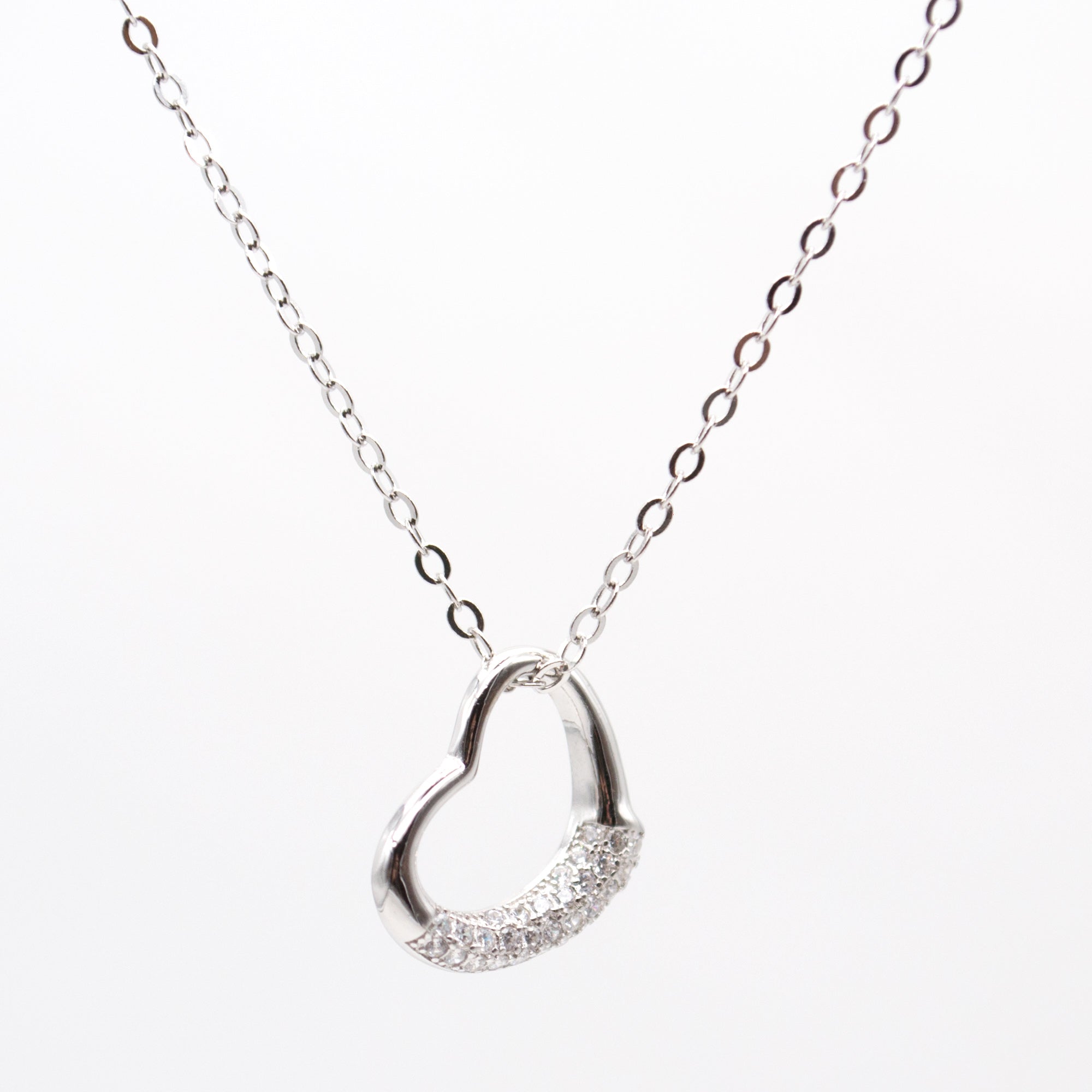 Jewdii Heart 925 Silver Pendant Necklace