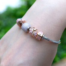 Jewdii 925 Silver Bracelet Set Rose gold Charm